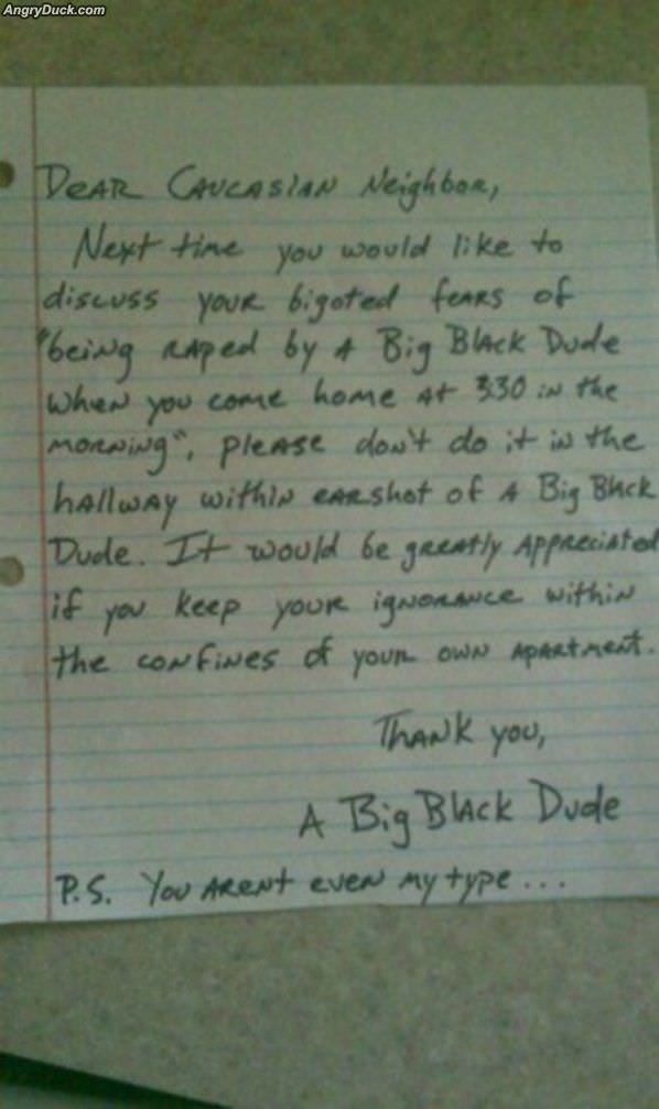 Dear Caucasian Neighbor