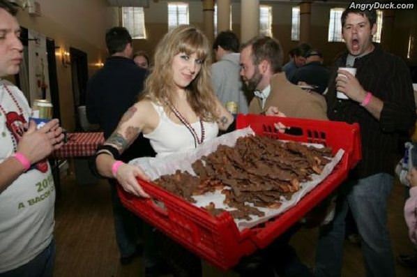 Handing Out Bacon