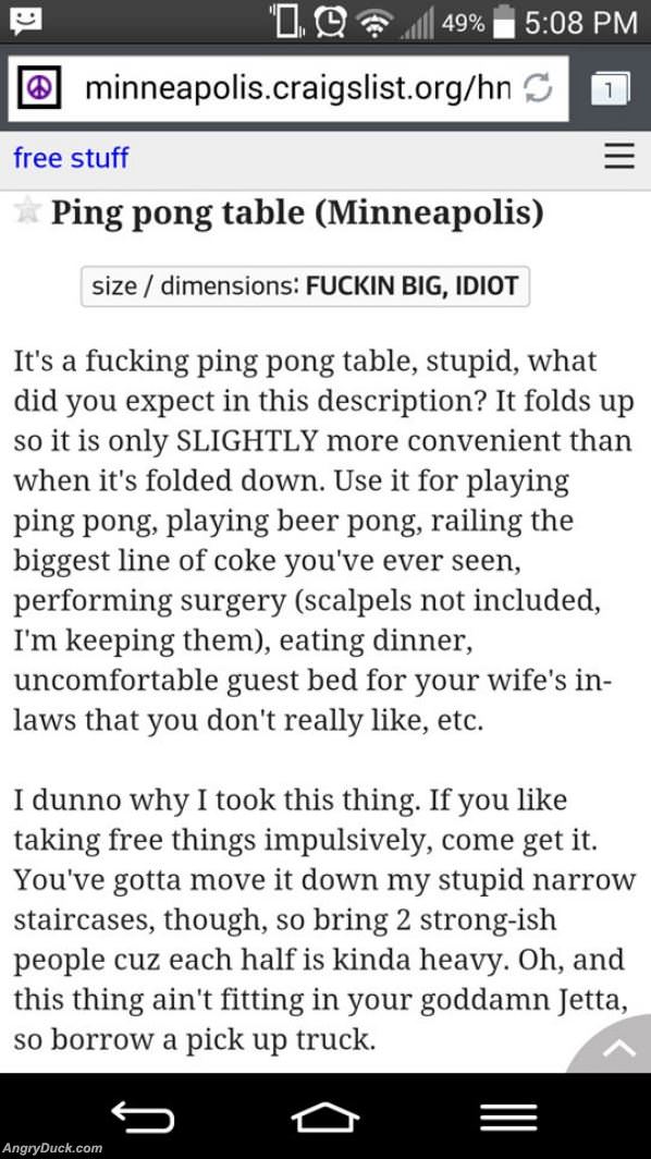 Free Ping Pong Table