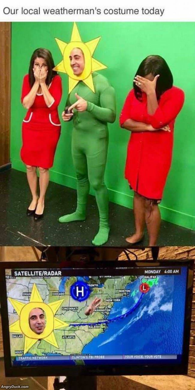 Weatherman Nailed His Costume