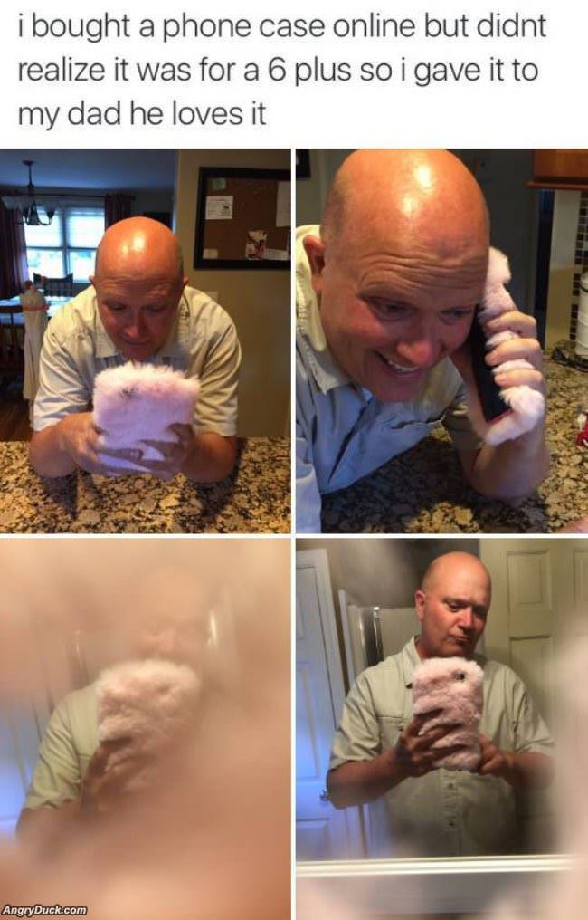 Excited About His New Phone Case
