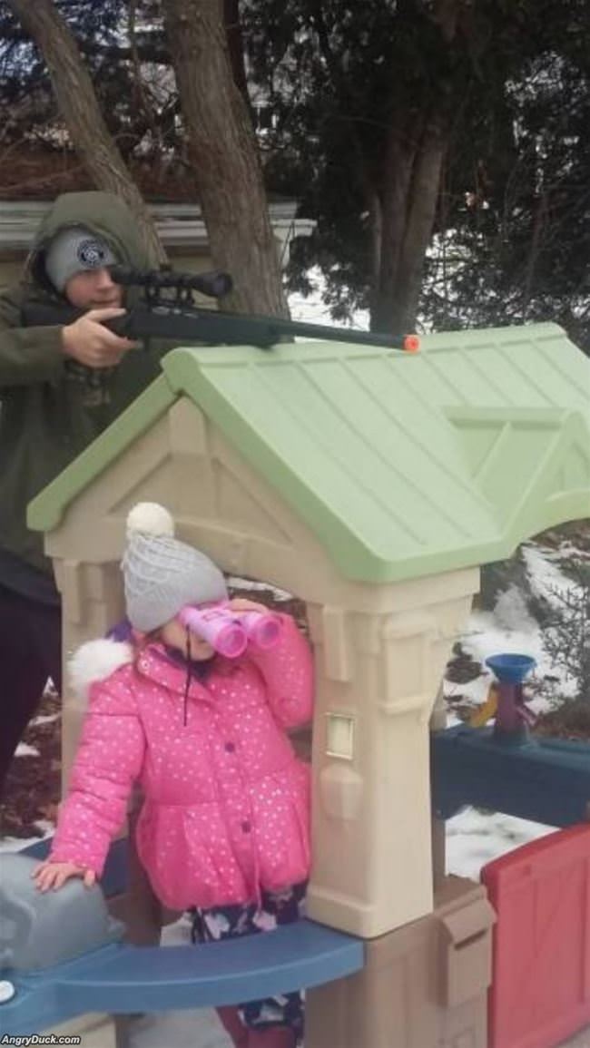 Helping Daddy With Some Hunting