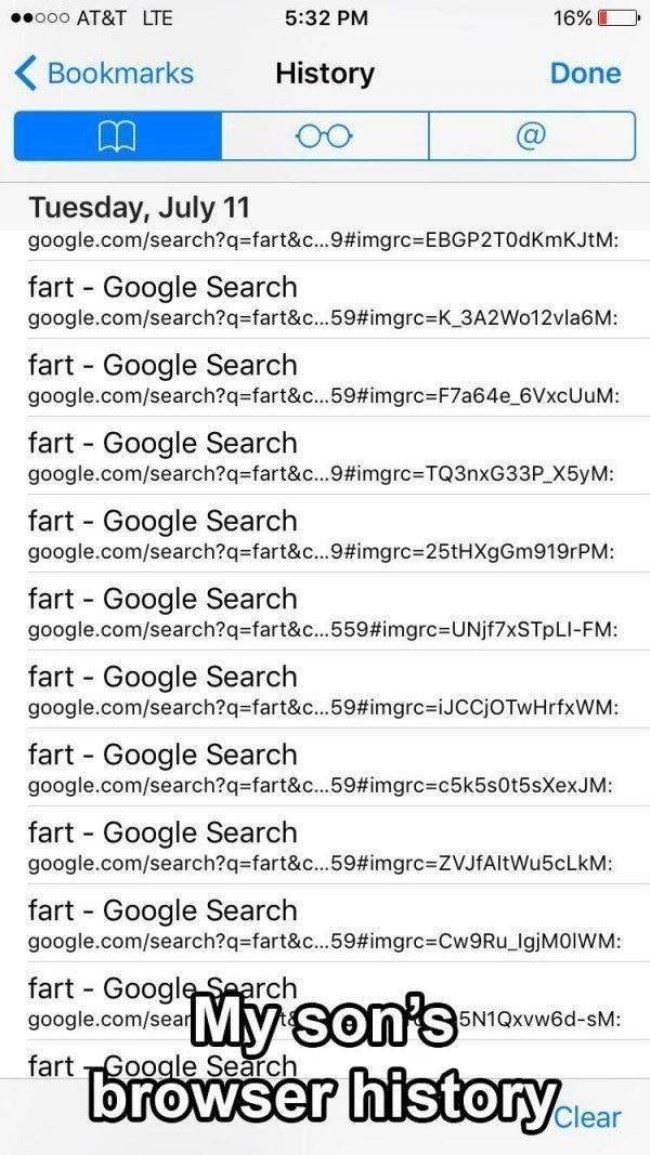 My Sons Browser History
