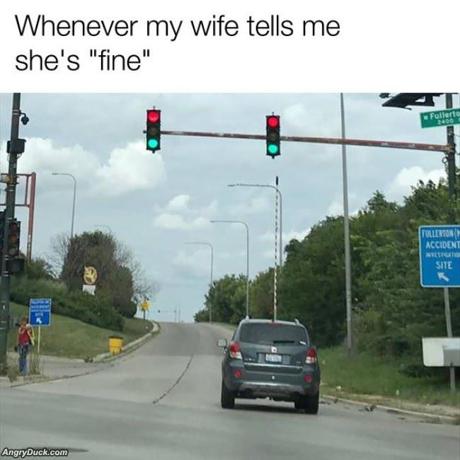 Whenever My Wife Tells Me She Is Fine
