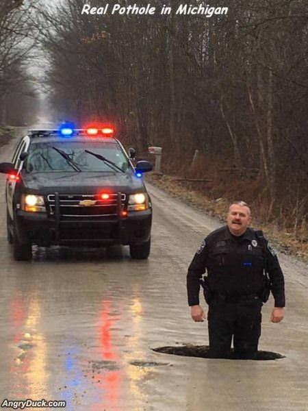Just A Real Pothole In Michigan