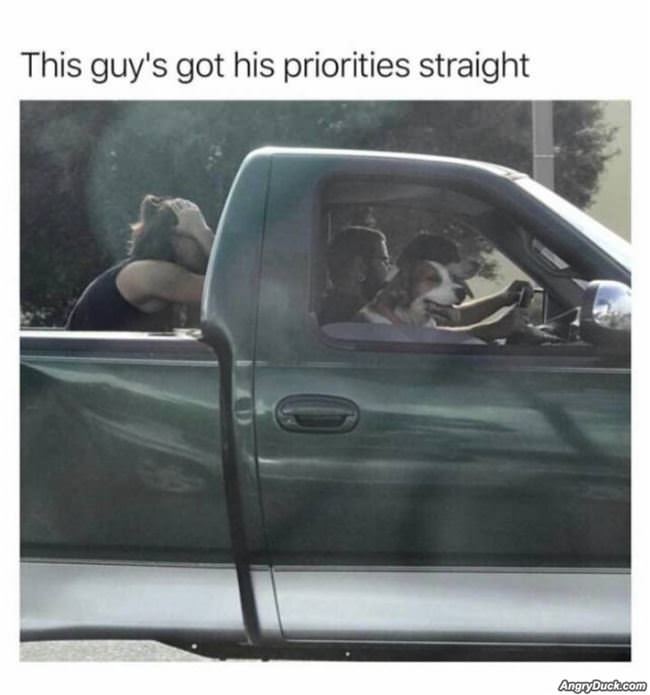 This Guy Has His Priorities Straight