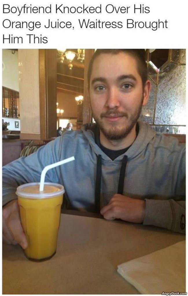 Knocked Over His Orange Juice