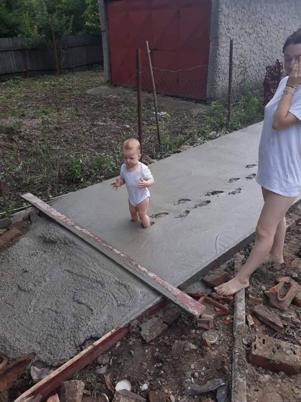 playing in the cement