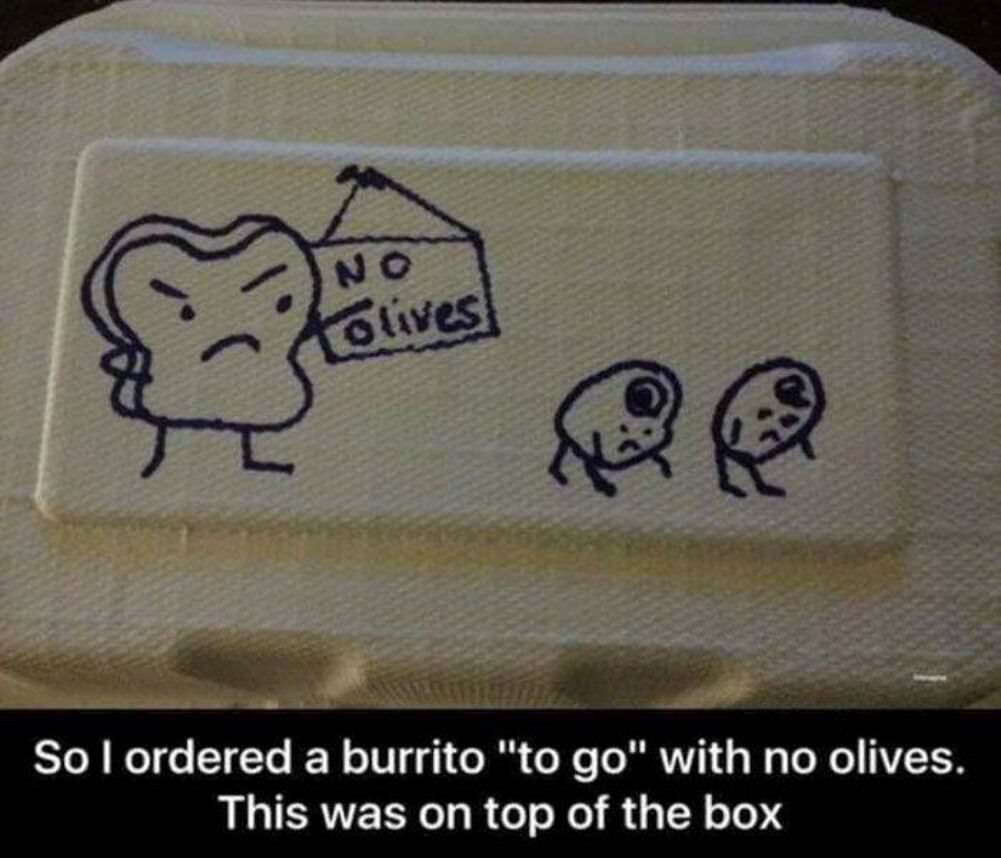 no olives