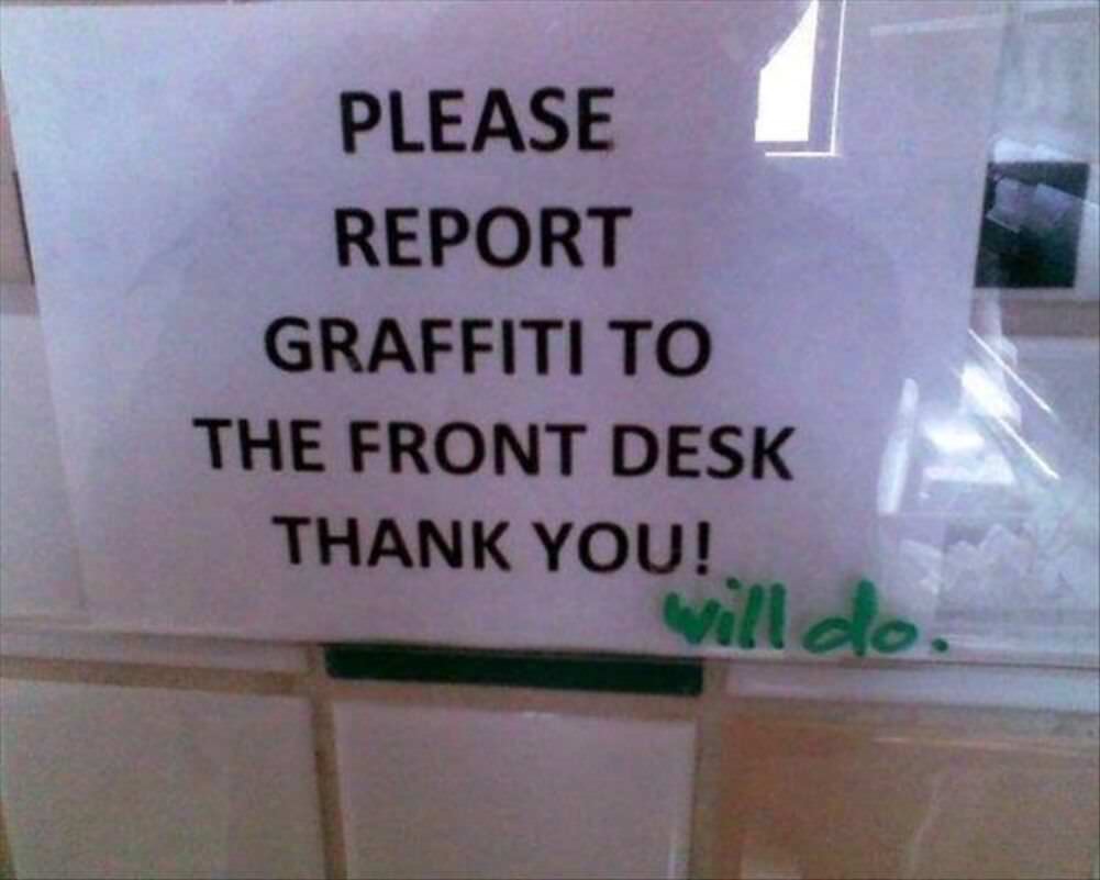 please report to the front desk