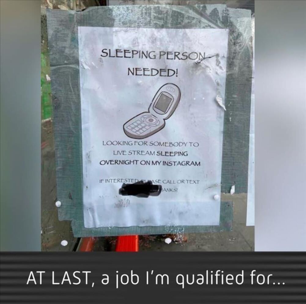 sleeping person needed