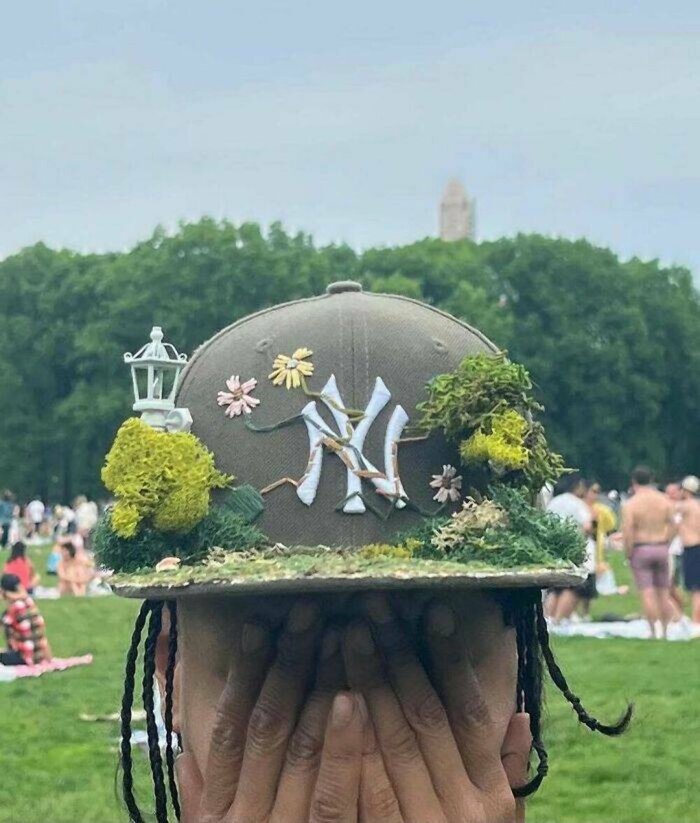 growing on his hat