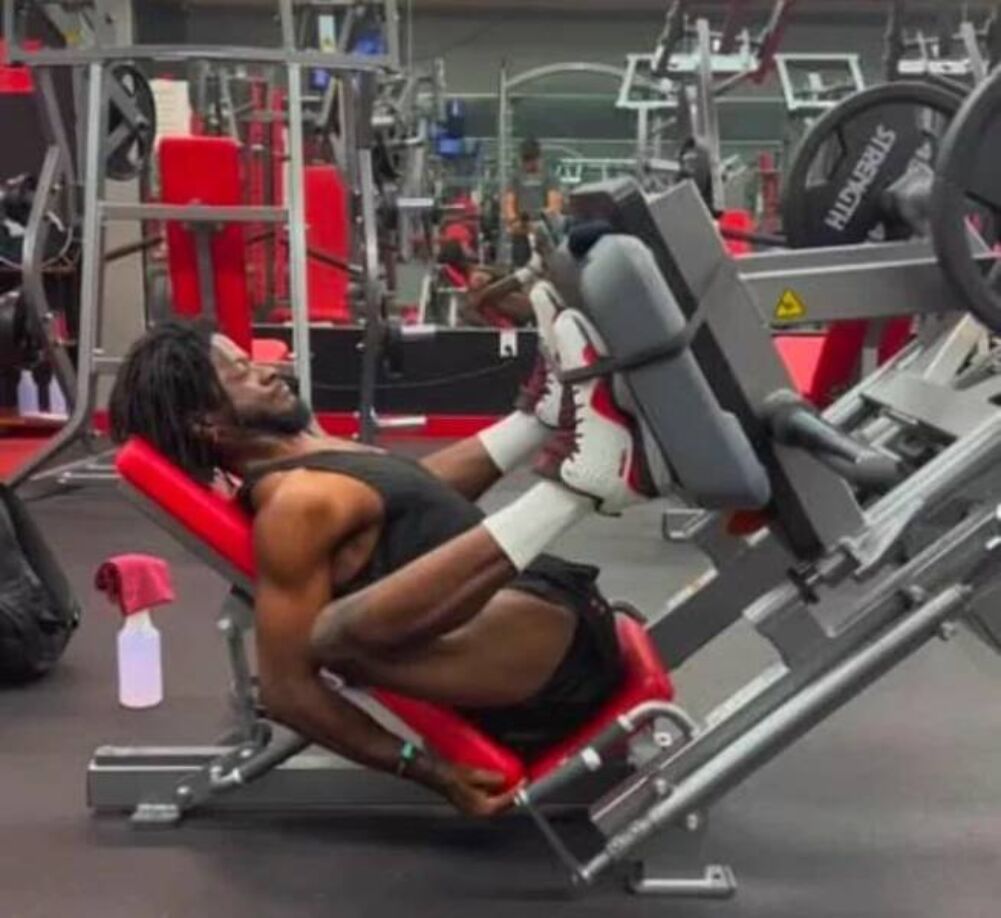 working out his back maybe