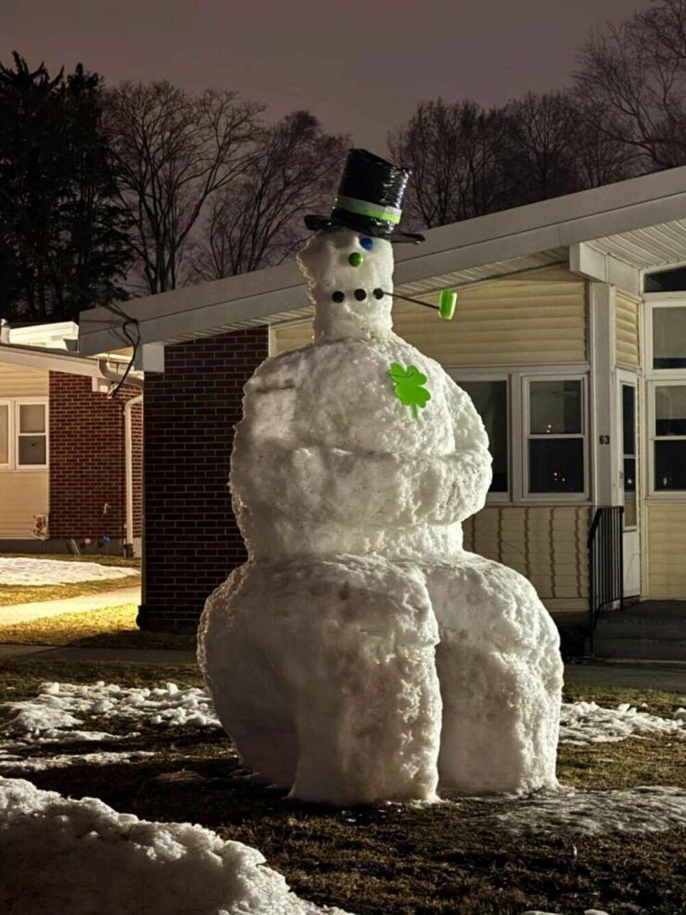 the snow man is happy